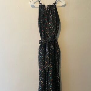 Anthropologie Black Jumpsuit with Colorful Metallic Accents